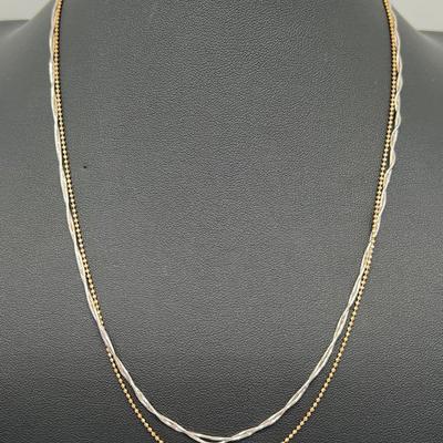 Two-Strand 14K Yellow Gold & 14K White Gold Necklace