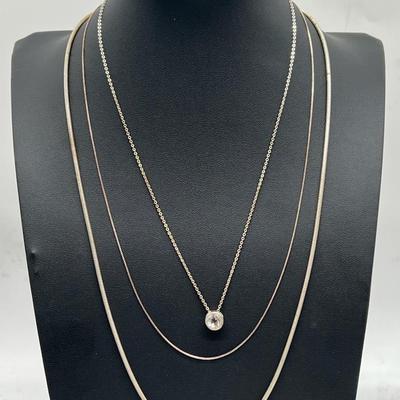 (3) Sterling Silver Necklaces Stamped 925