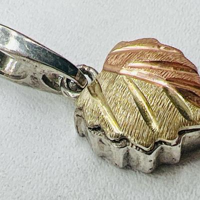 Sterling Silver Leaf Pendant with 12K Yellow & Rose Gold