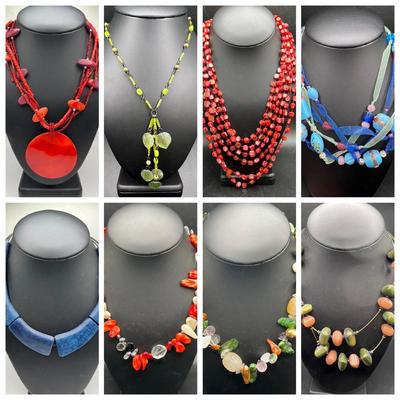 (8) Colorful Costume Jewelry Necklaces ft. Glass Beads