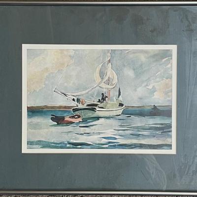 Sailboat Watercolor, Unsigned 