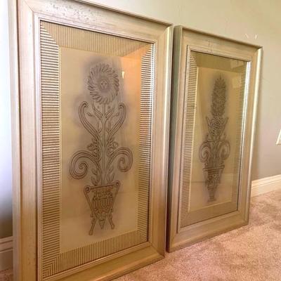 Pair Of Framed Embossed Prints 