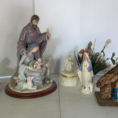Religious Collectibles With A Large Porcelain Statue Of The Holy Family 