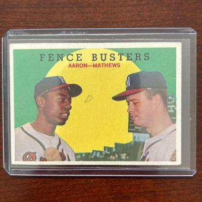 1959 Topps Baseball Card - Hank Aaron Ed Mathews Fence Busters