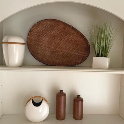 Two Shelves Of Decor With Porcelain And Bamboo Vases (Israel )