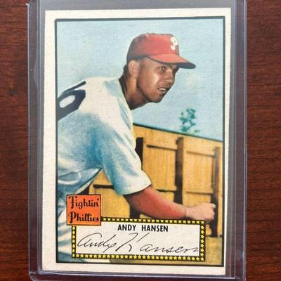 1952 Topps Baseball Card.  Andy Hansen Philadelphia Athletics. #74 Red Back
