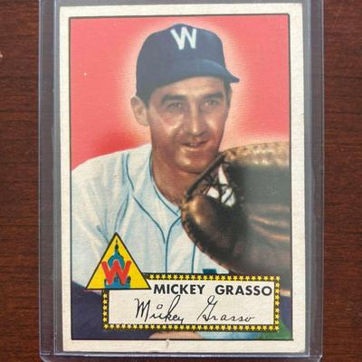 1952 Topps Baseball Card.  Mickey Grasso - Washington Senators. #90 Red Back