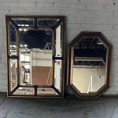 Pair Of Contemporary Gesso Framed Wall Mirrors 