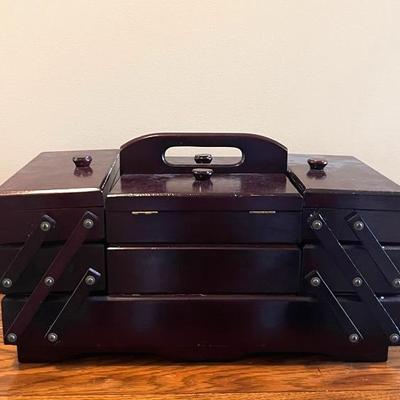 Accordion Style Sewing Box, Vintage 
