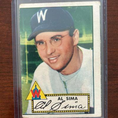 1952 Topps Baseball Card.  Al Sima - Washington Senators. #93 Red Back