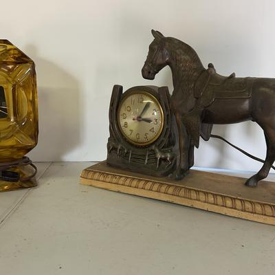 Vintage Clocks With Metal And Plastic “Trigger” Clock And Glass Jar Clock