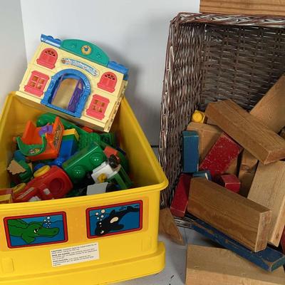 Duplo Blocks With Tub, Wooden Shapes And More 