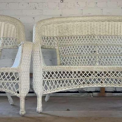 Resin Wicker Settee And Armchair 