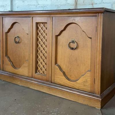 Mediterranean Style Pecan Cabinet, 1970s