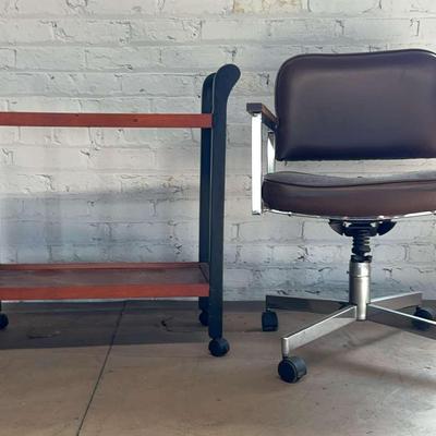 Capri Office Chair With Wooden Rolling Table 