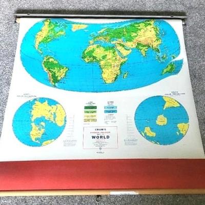 Vintage Schoolroom Pull-down Map by George F. Cram Company, Inc. (LR)