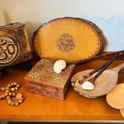 Carved Wooden Boxes and Global-Inspired Decor Collection