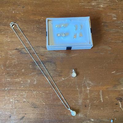 Delicate Pearl Jewelry Set with Necklace, Earrings, and Ring