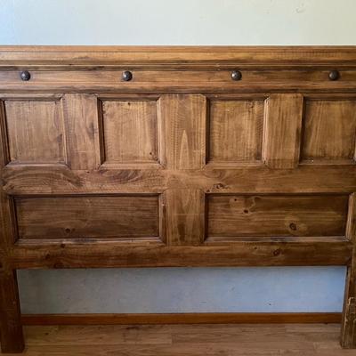Full Sized Rustic Solid Wood Headboard with Paneled Design