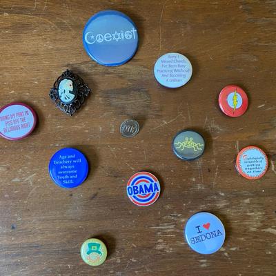 Vintage Button and Pinback Collection with Obama and Political Themes