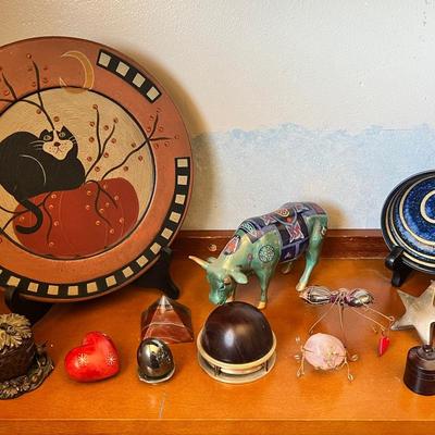 Whimsical and Celestial Figurine Collection with Art Bowl and Sculptures