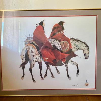 Carol Grigg Native Amrican Wall Print 35” W x 28” H Framed Native American Horse Art Print 