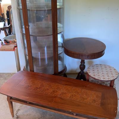 Side Table & Curio Cabinet Has Key But Locking Mechanism Broken, 56.5” Tall X 26.6 Wide X 16” Deep