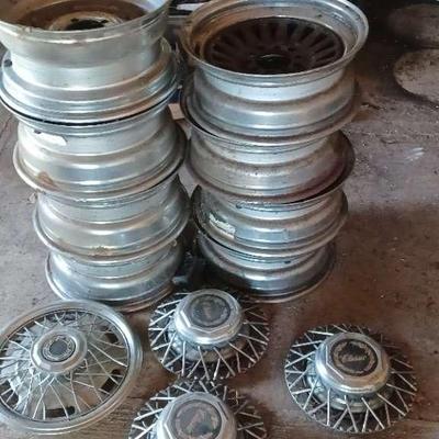 Mixed Lot of 16” Chrome Rims and Lincoln Wire Hubcaps