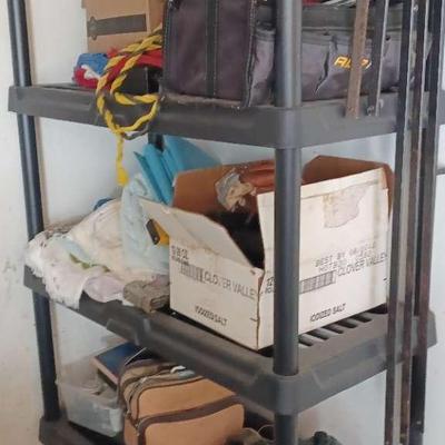 Garage Shelf with Tools, Clamps, Rope & Accessories