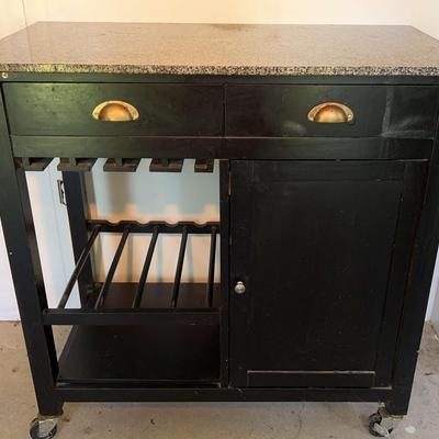 Rolling Kitchen Cart With Stone Top