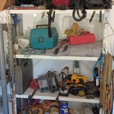Lot of Motorcycle Helmets, Power Tools