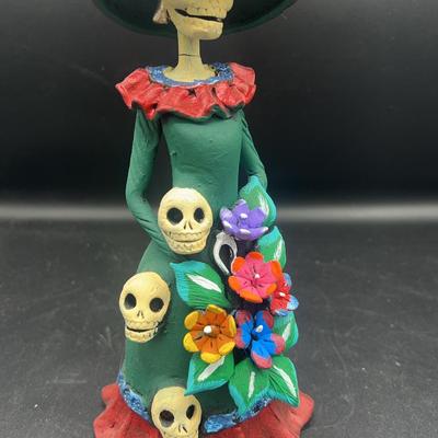 AY157E FINE ART CATRINA Mexican Day of the Dead Folk Art