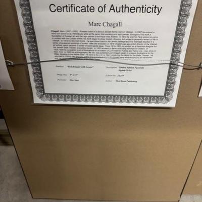 CHAGALL CERTIFICATE