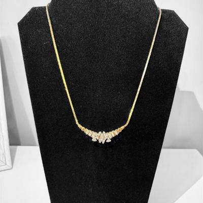 3.86Ct Natural Diamond Marquiose Cut with 14kt gold cobra chain