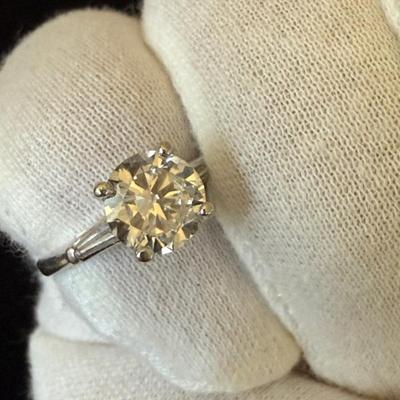 2.15Ct Natural Cushion Cut Diamond Ring in a Platinum band