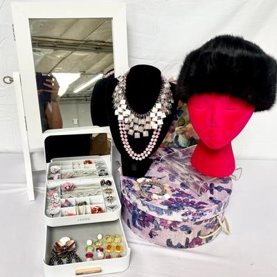 Mink Hat, Costume Jewelry & More 