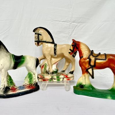 Vintage Carnival Chalkware Horse Figurines 