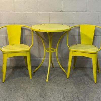 Yellow Outdoor Metal Bistro Set