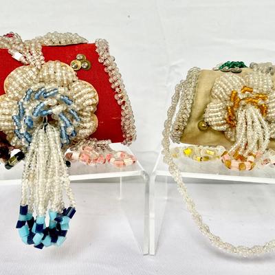 Antique Native American Iroquois Beaded Mini Boxes 