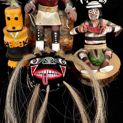 Native American Folk Art Wood Carved Dolls 