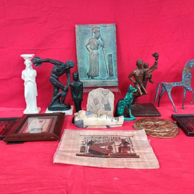 Mediterranean Decor Collection W/ Stone Statuettes And More