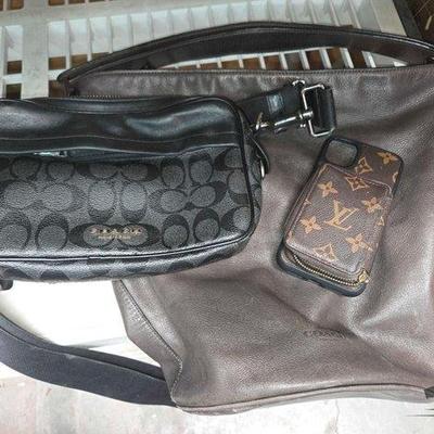 #2674 • (2) Coach Purses & (1) Louis Vuitton Phone Case
