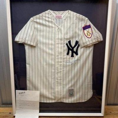 Sale Photo Thumbnail #163: #1866 • Mickey Mantel New York Yankee Signed Jersey with COA
