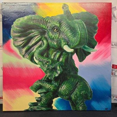 #2728 • "Elephant Family" Steve Kaufman Signed
