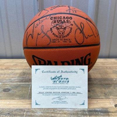 Sale Photo Thumbnail #155: #1854 • Chicago Bulls Limited Edition Starting 5 NBA Ball Signed Basketball with COA

