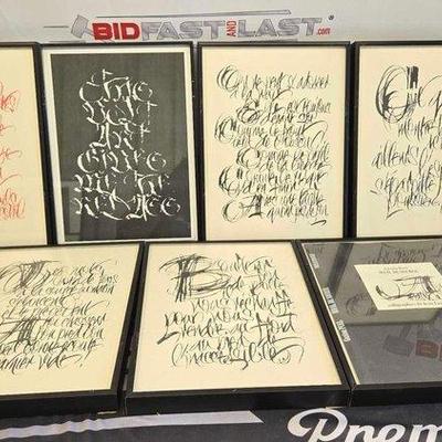 Sale Photo Thumbnail #278: #2784 • (7) "Seuil de Source" Poetry & Calligraphy Framed
