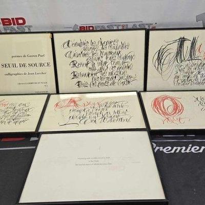 Sale Photo Thumbnail #288: #2804 • (7) Framed Poems & Calligraphy from Seuil De Source
