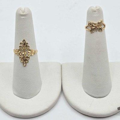 #704 • (2) 14k Gold Filigree Rings, 2.6g
