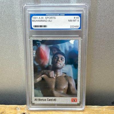 Sale Photo Thumbnail #160: #1863 • 1991 A.W. Sports Muhammad Ali #40 Minted Collector Card
