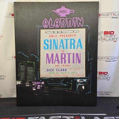 Sale Photo Thumbnail #244: #2716 • Steve Kaufman Signed Aladdin Theater Sinatra & Martin Sign
